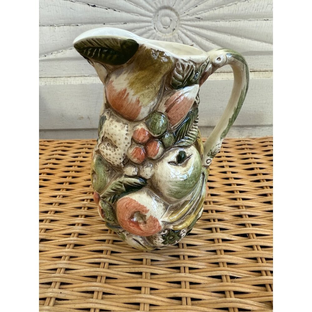 Vintage 50's Lefton Fruits Of Italy Creamer Pitcher Majolica Style